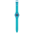 Damenuhr mit türkisfarbenem Silikonarmband und blauem Zifferblatt, flache Form