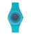 Damenuhr mit türkisfarbenem Silikonarmband und blauem Farbverlauf-Zifferblatt