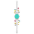 Swatch Armbanduhr mit türkisfarbenem Zifferblatt und silbernem Edelstahlarmband mit mehreren Charms.