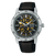 Seiko Presage Herrenuhr mit offenem Automatikwerk, schwarzem Zifferblatt, schwarzem Lederband