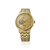 Montre pour homme dorée avec bracelet en métal, boîtier rond et cadran doré