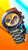 Herren-Armbanduhr mit Stahlarmband, orangefarbenem Chronographenzifferblatt und Tachymeter-Lünette