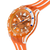 Swatch Armbanduhr, orangefarbenes Zifferblatt und Armband, markante Zeiger