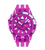 Swatch Damenarmbanduhr mit violettem mehrfarbigem Ziffernblatt und Silikonarmband im Taucherstil