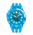 Blaue Armbanduhr mit blauem Zifferblatt, leuchtenden Indizes und Zeigern
