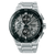 Herrenarmbanduhr mit Edelstahlarmband, dunkles Chronograph-Zifferblatt
