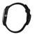 Herrenarmbanduhr, Seitenansicht mit schwarzem Gehäuse, sichtbarer Krone und strukturiertem Band