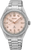 Montre pour homme avec bracelet en acier inoxydable argenté et cadran rose, 20 bars