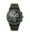 Olivgrüne Chronograph-Armbanduhr mit Kunststoffarmband und schwarzem Zifferblatt