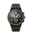 Olivgrüne Chronograph-Armbanduhr mit schwarzem Zifferblatt und markanten Ziffern