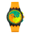 Herren-Armbanduhr mit orangem Silikonarmband, grünem Zifferblatt und schwarzer Lünette, Chronograph