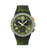 Camouflage-Chronographenarmbanduhr mit rundem Zifferblatt, grünem Band und orangefarbenem Akzentknopf