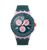 Chronographen-Uhr aus Kunststoff, rundes blaugrünes Zifferblatt, rosa Lünette, Tealband