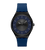Herrenarmbanduhr mit blauem Silikonarmband, schwarzem Gehäuse und blauem Zifferblatt