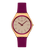 Damenarmbanduhr mit lila Silikonarmband, roségoldenem Gehäuse und cremefarbenem Zifferblatt