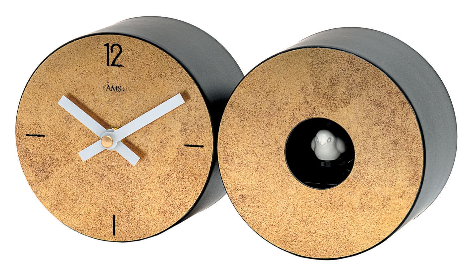 Horloge de table AMS Design : cadran rond en laiton antique avec aiguilles, 12 arabe