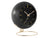 Horloge de table avec sphère noire et aiguilles dorées, socle rond