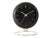 Horloge de table avec horloge sphérique noire et index dorés, socle rond