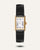 Mockberg Timeless Damenarmbanduhr mit schwarzem Lederband, goldfarbenem Gehäuse und weißem Zifferblatt