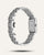 Rückansicht der Armbanduhr mit silbernem Edelstahlband und geschlossenem Gehäuse