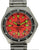 Montre homme avec bracelet en acier inoxydable, cadran rouge et lunette noire