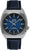 Montre homme : boîtier en acier inoxydable, cadran bleu, bracelet en cuir bleu foncé