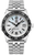 Montre de plongée argentée avec cadran blanc, lunette crantée et bracelet en acier inoxydable