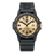 Bracelet de montre pour homme avec cadran beige, lunette noire et bracelet en caoutchouc noir