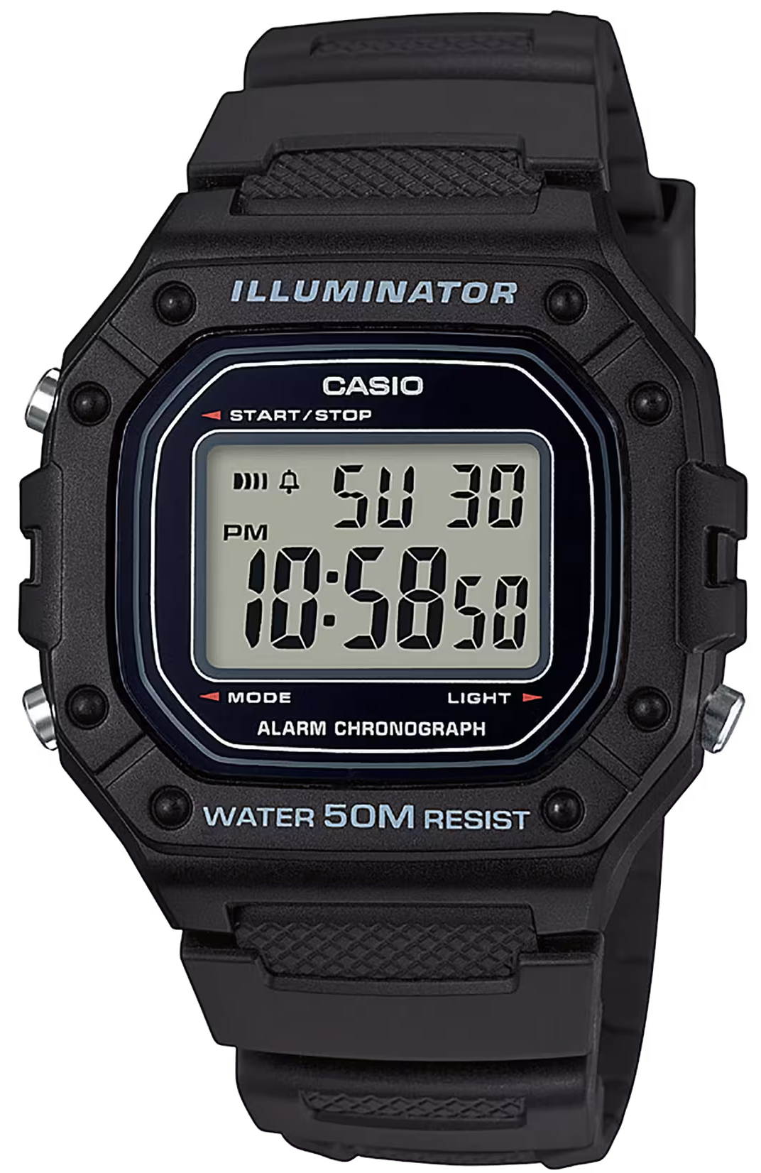 Montre Casio pour homme, boîtier noir et affichage numérique, bracelet noir