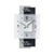 Horloge murale avec cadran blanc, chiffres noirs et aiguilles argentées, cadre en verre ardoise