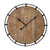 Horloge murale avec cadran rond en bois, aiguilles noires et cadre en métal