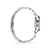 Silbernes Metallarmband einer Damenuhr mit polierten Gliedern, Profilansicht