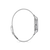 Damenuhr Seitenansicht mit silbernem Metallarmband und Schließe
