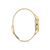 Goldfarbene Damenuhr mit grünem Stein am Gehäuse und Mesh-Armband.