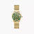 Thomas Sabo Damenarmbanduhr mit grünem Libellenmotiv und goldfarbenem Milanaise-Band
