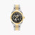 Bicolor-Herrenuhr mit schwarzem Zifferblatt, goldfarbenen Akzenten und Edelstahlarmband