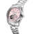 Thomas Sabo Armbanduhr mit silbernem Gehäuse, rosafarbenem Zifferblatt und Metallarmband
