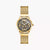 Thomas Sabo Damenuhr mit schwarzem Zifferblatt, goldfarbenem Milanaiseband und Krone