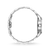 Silberfarbene Armbanduhr mit Gliederarmband, Ansicht von der Seite