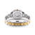 Damenuhr Rückseite mit Edelstahl-Armband, goldfarbenen Mittelgliedern