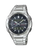 Montre Casio pour homme avec bracelet en métal argenté, cadran noir et date
