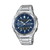 Bracelet de montre pour homme avec cadran bleu, bracelet en acier inoxydable argenté et affichage de la date visible