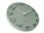 Horloge murale Karlsson vert jungle, vue en biais sur chiffres romains et aiguilles blanches
