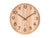 Horloge murale ronde en bois clair avec aiguilles noires et chiffres romains