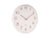 Horloge murale ronde avec cadran blanc, aiguilles brun doré et chiffres couleur cuivre