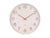 Horloge murale ronde avec cadran blanc, index dorés et chiffres cuivrés