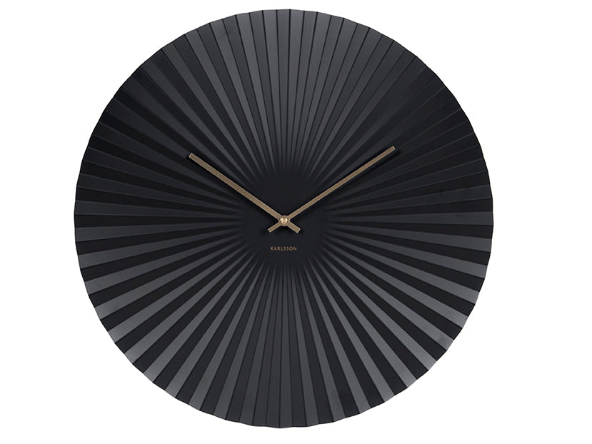 Horloge murale Karlsson Sensu XL avec relief rond en éventail, cadran noir et aiguilles