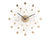 Grande horloge murale avec rayons de soleil, boules de cristal dorées et cadran rond