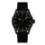 Montre homme avec bracelet noir, cadran noir et index lumineux