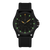 Montre de sport avec cadran noir, index luminescents verts et bracelet en caoutchouc noir